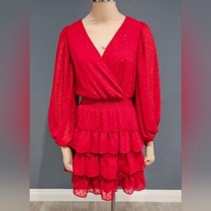 1. State Vibrant Red Long Sleeve Dress